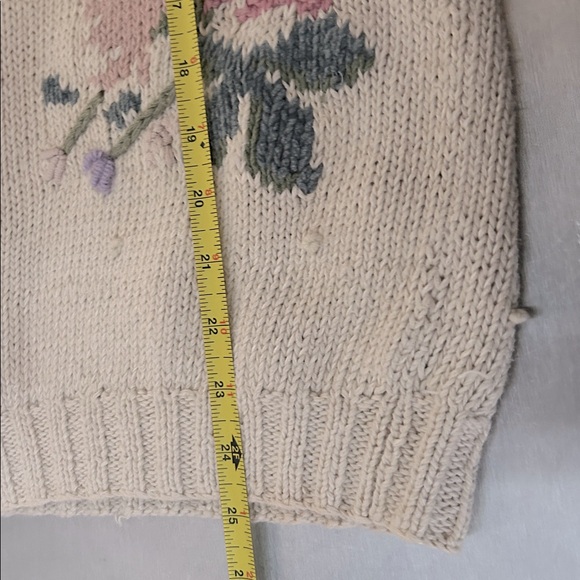 Vintage Whimsical cottagecore floral hand knit mock neck sweater S whimsical - Picture 10 of 10